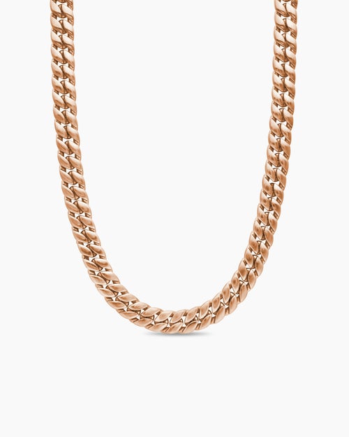 Mens Curb Chain Necklace in 18K Rose Gold, 11.5mm