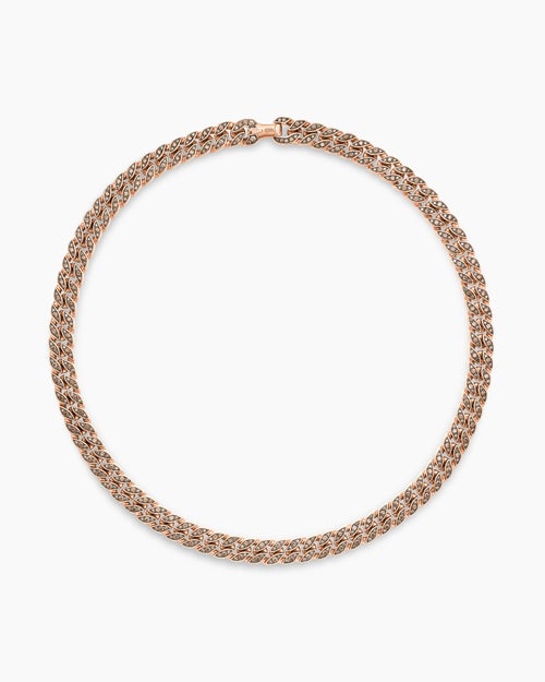 Mens Curb Chain Necklace in 18K Rose Gold, 11.5mm
