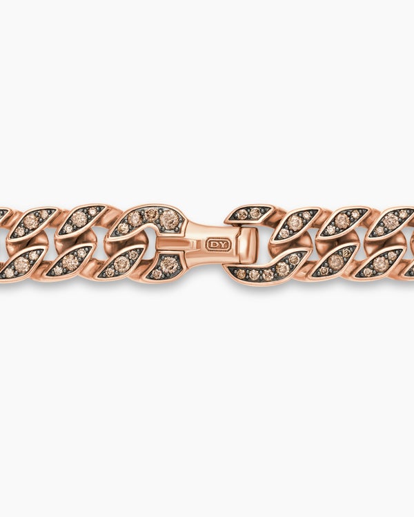 Curb Chain Necklace in 18K Rose Gold with Cognac Diamonds, 11.5mm