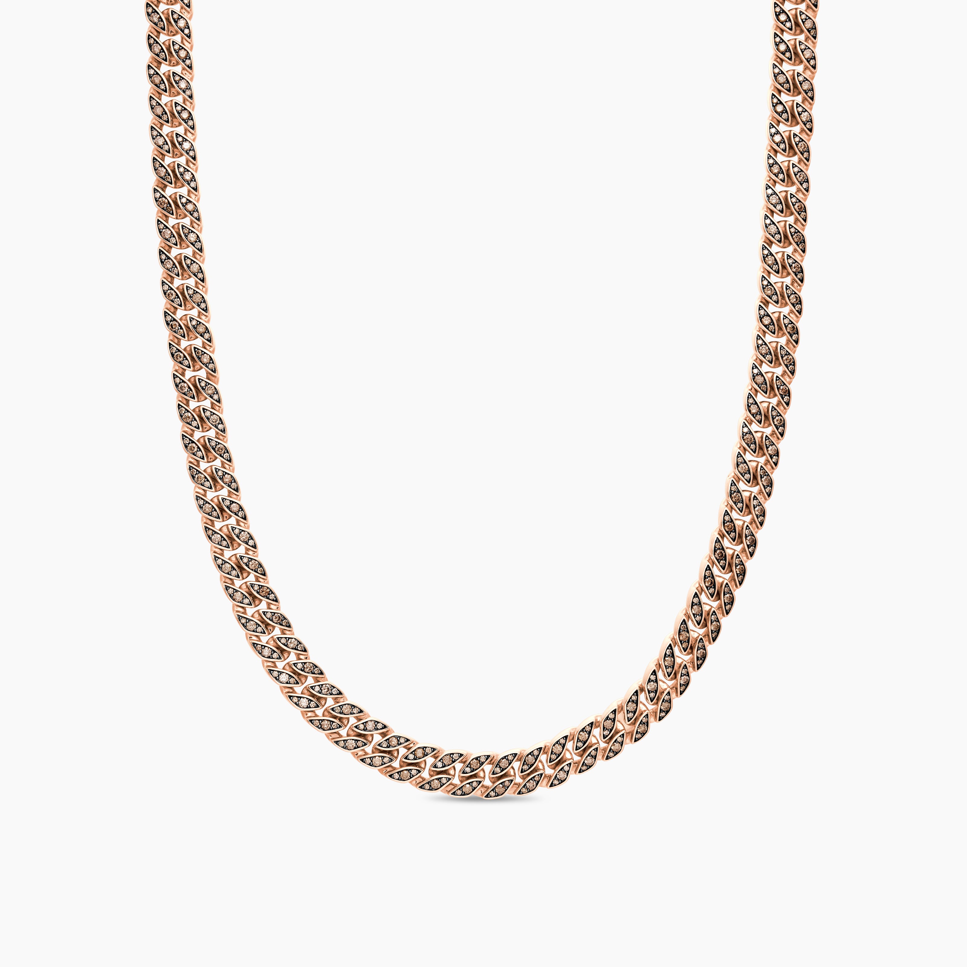 Mens Curb Chain Necklace in 18K Rose Gold, 11.5mm