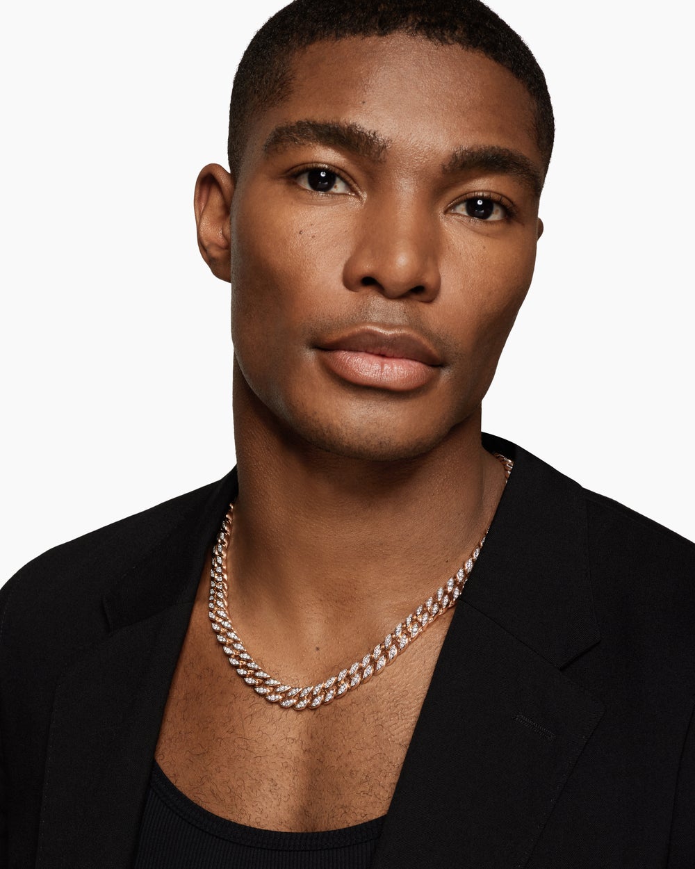 Mens Curb Chain Necklace in 18K Rose Gold, 11.5mm