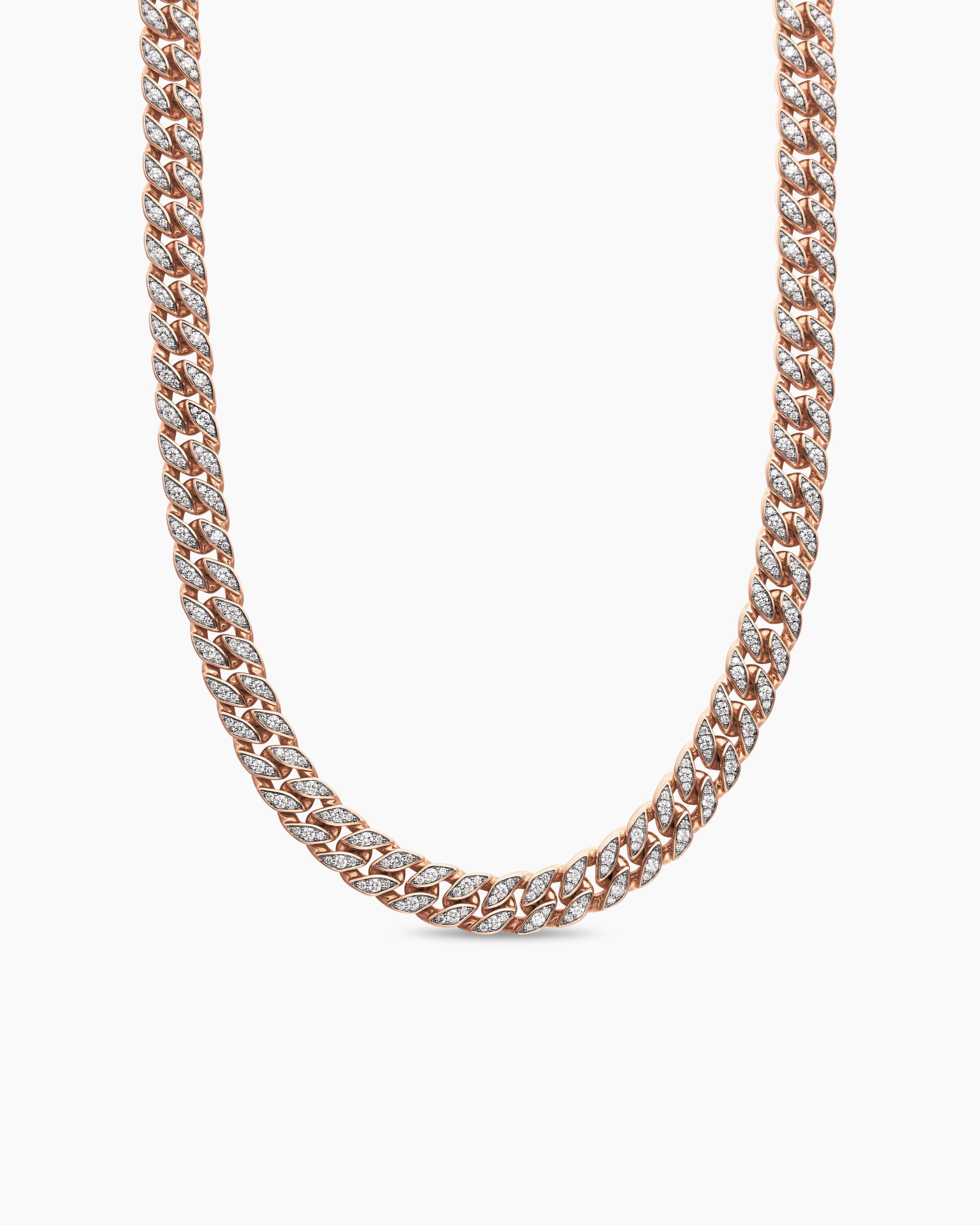 Mens Curb Chain Necklace in 18K Rose Gold, 11.5mm