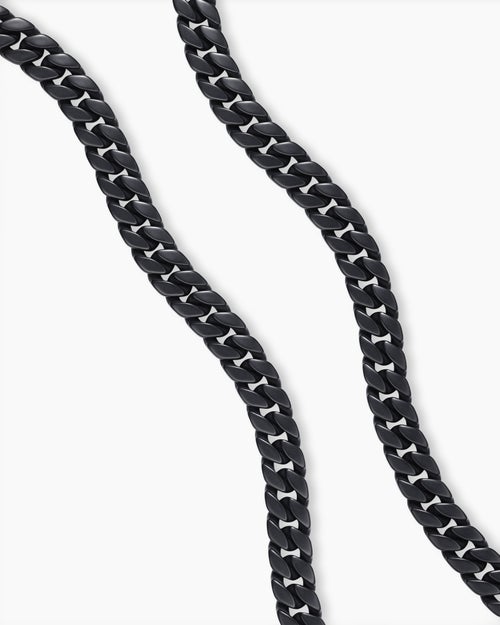 Mens Curb Chain Necklace in Black Titanium, 11.5mm