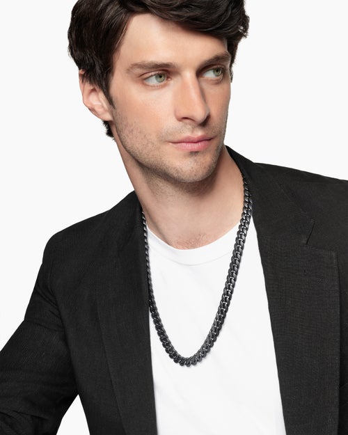 Mens Curb Chain Necklace in Black Titanium, 11.5mm