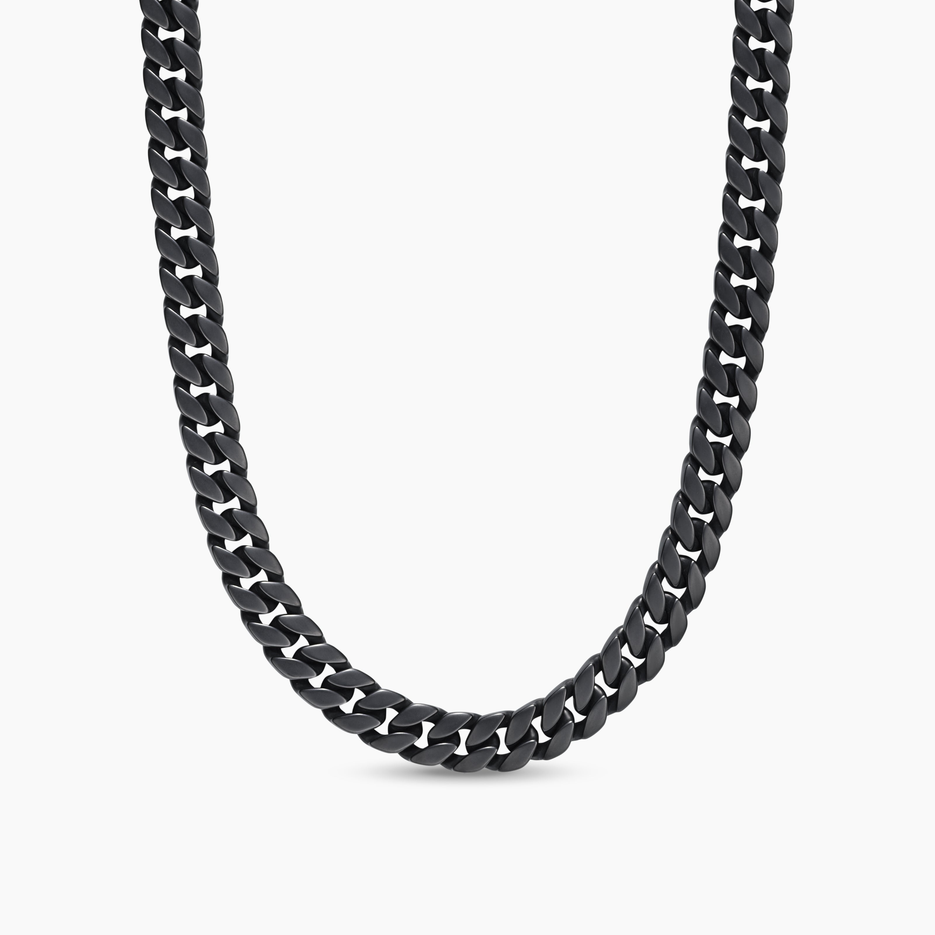 Mens Curb Chain Necklace in Black Titanium, 11.5mm