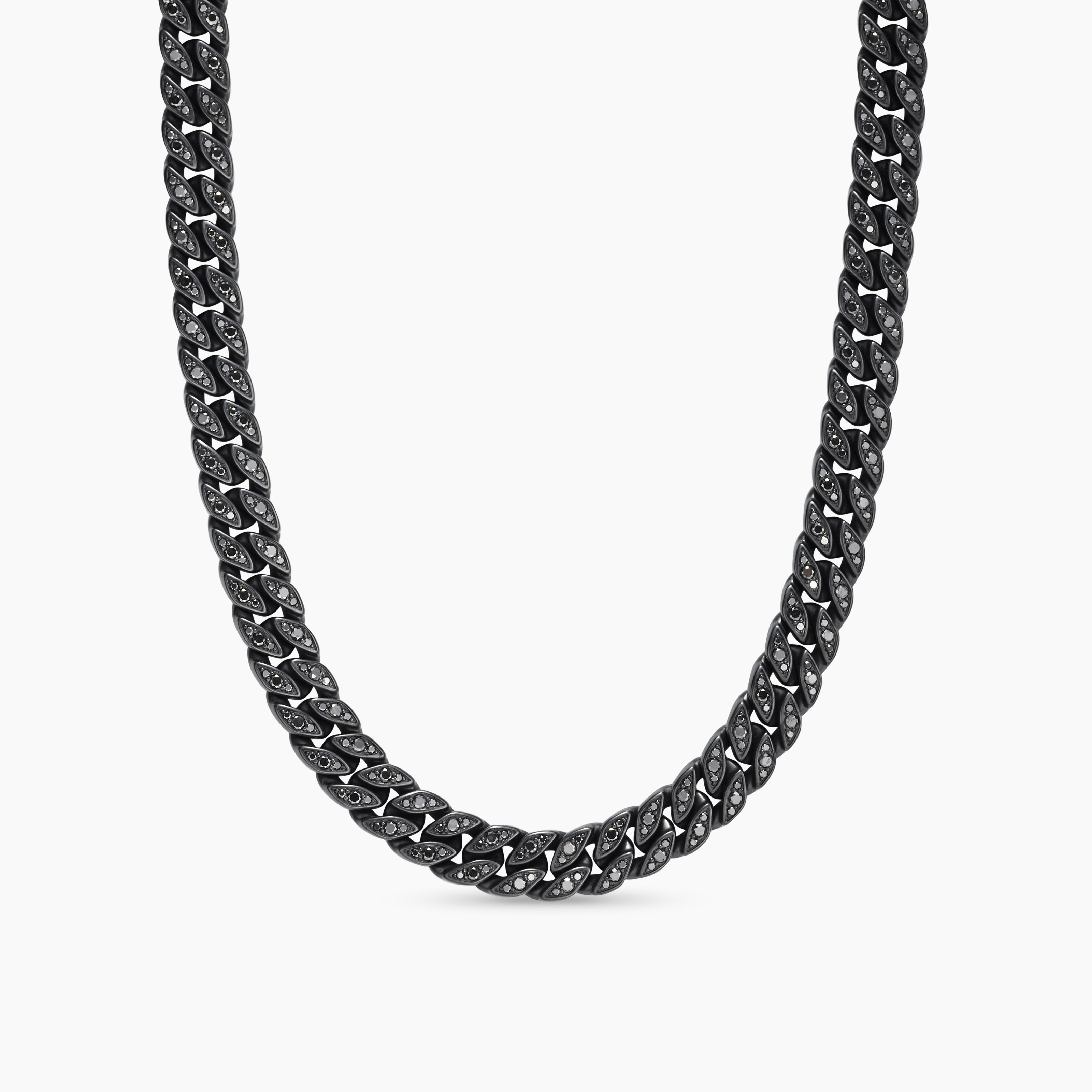 Mens Curb Chain Necklace in Black Titanium, 11.5mm