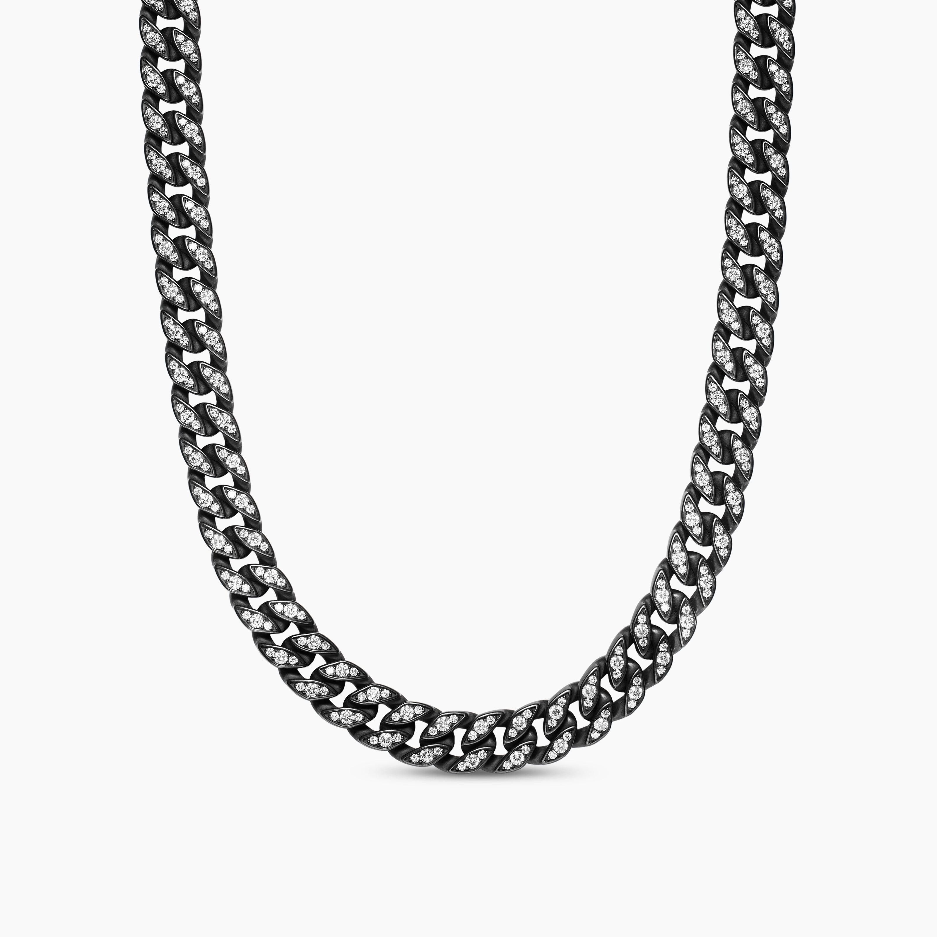 Mens Curb Chain Necklace in Black Titanium, 11.5mm