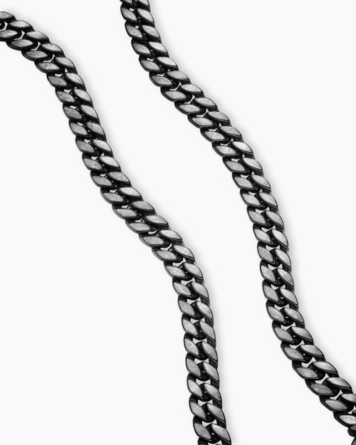 Mens Curb Chain Necklace in Black Titanium with Meteorite, 11.5mm