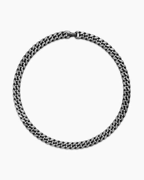 Mens Curb Chain Necklace in Black Titanium with Meteorite, 11.5mm