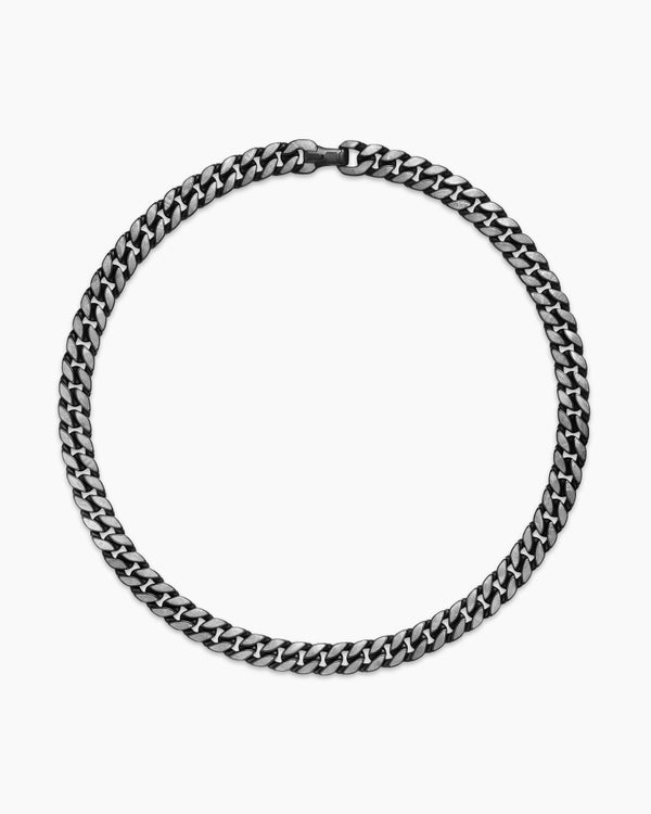 Curb Chain Necklace in Black Titanium with Meteorite, 11.5mm