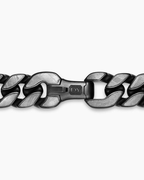 Mens Curb Chain Necklace in Black Titanium with Meteorite, 11.5mm