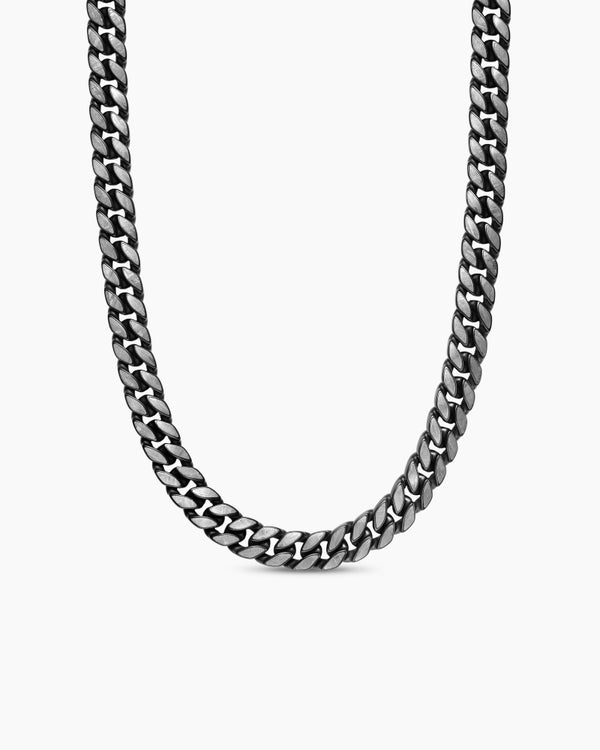 Curb Chain Necklace in Black Titanium with Meteorite, 11.5mm