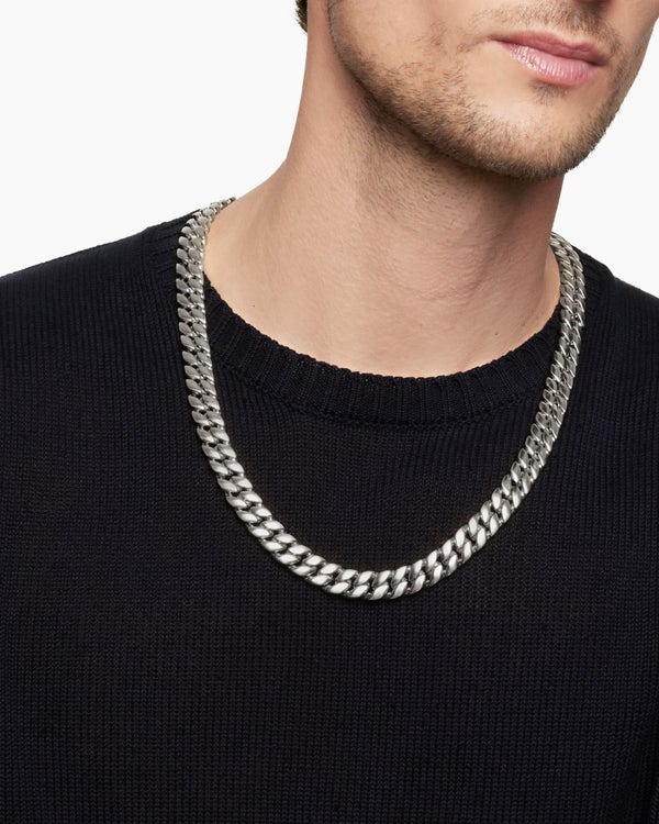 Curb Chain Necklace in Platinum, 11.5mm