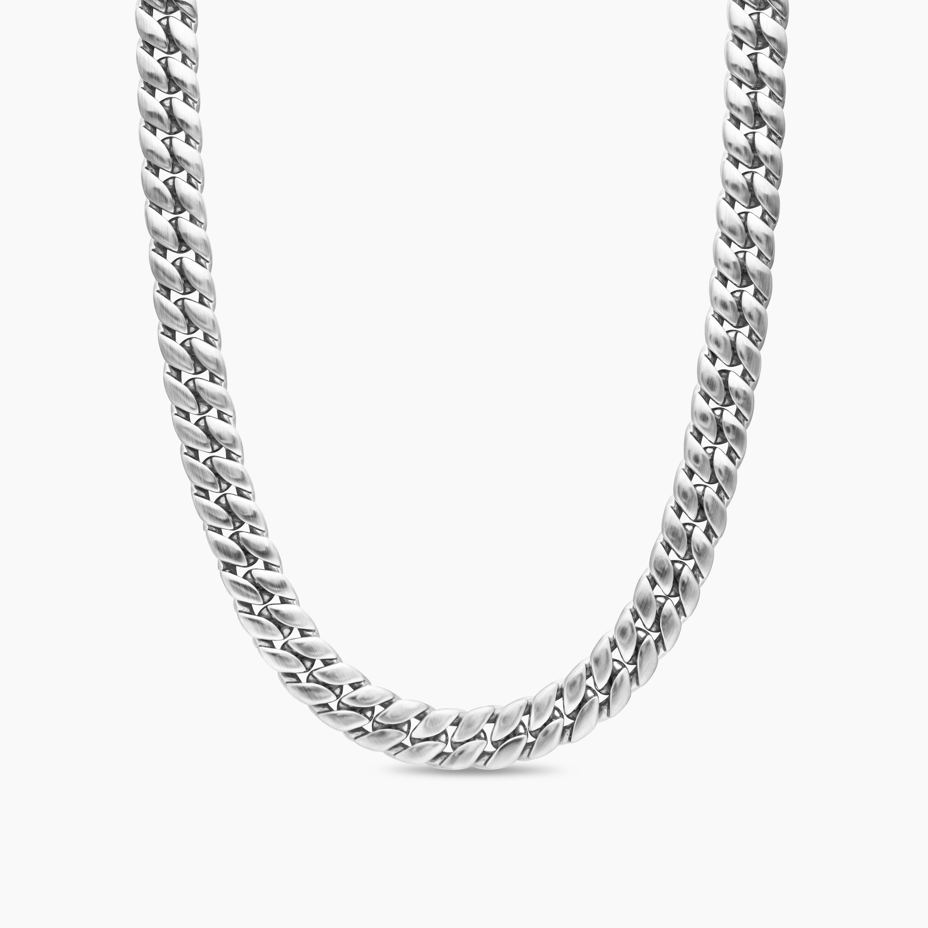 Mens Curb Chain Necklace in Platinum, 11.5mm