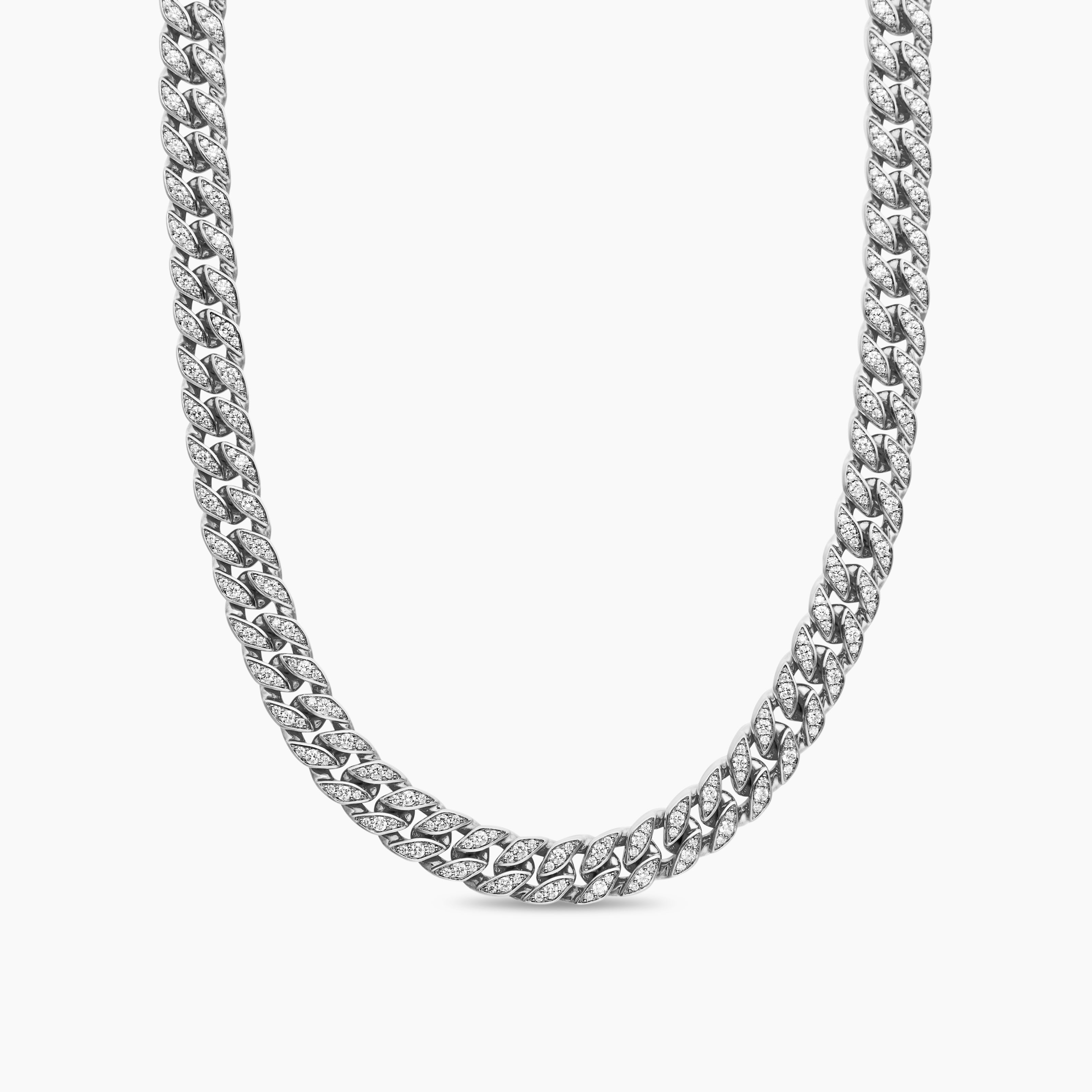 Mens Curb Chain Necklace in Platinum, 11.5mm