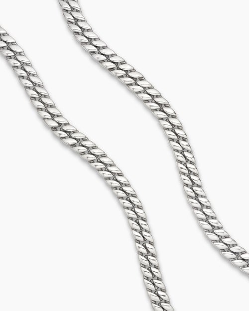 Mens Curb Chain Necklace in Sterling Silver, 11.5mm