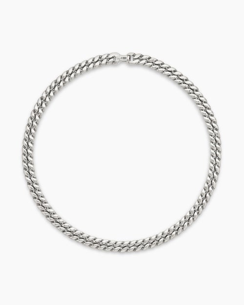 Mens Curb Chain Necklace in Sterling Silver, 11.5mm