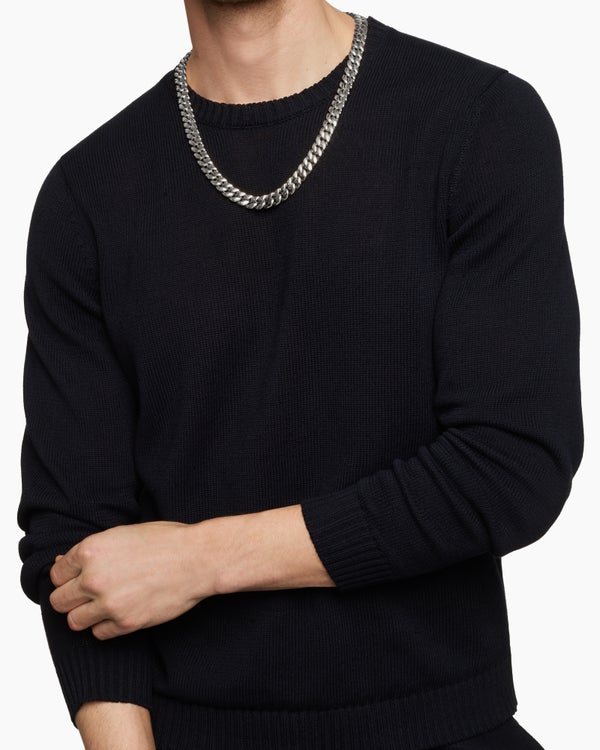 Curb Chain Necklace in 18K Yellow Gold with Meteorite, 11.5mm