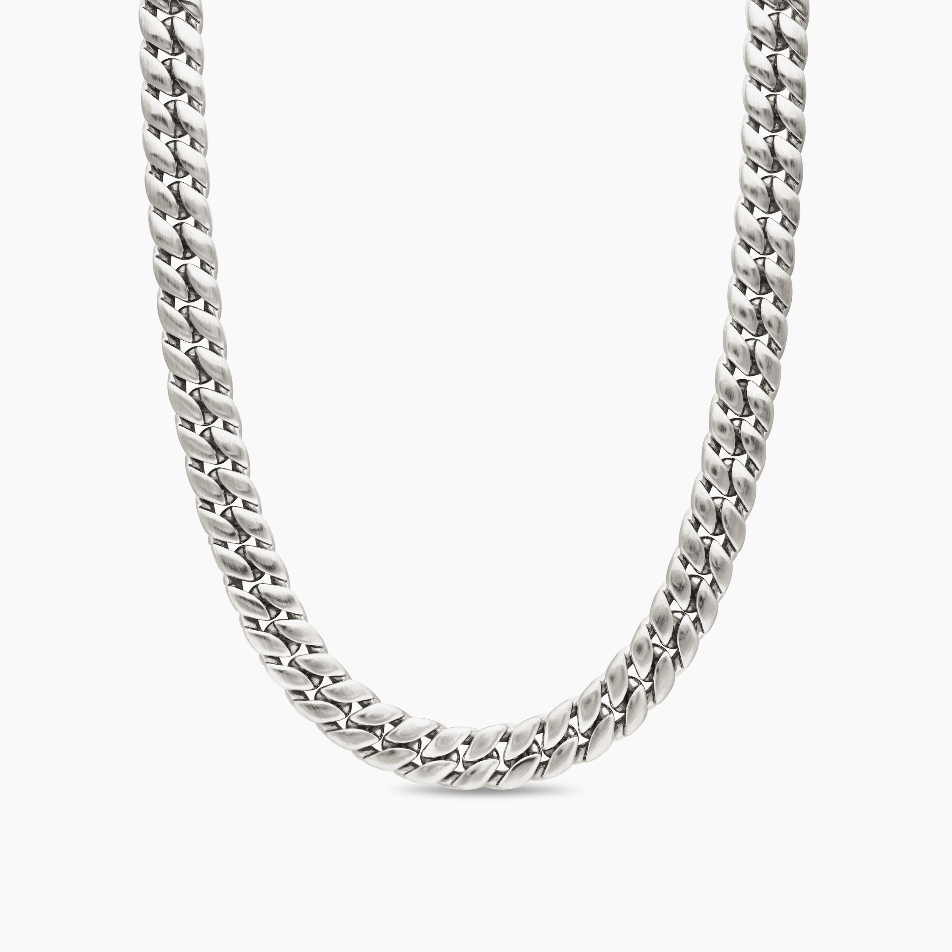 Mens Curb Chain Necklace in Sterling Silver, 11.5mm