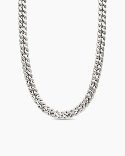 Mens Curb Chain Necklace in Sterling Silver, 11.5mm