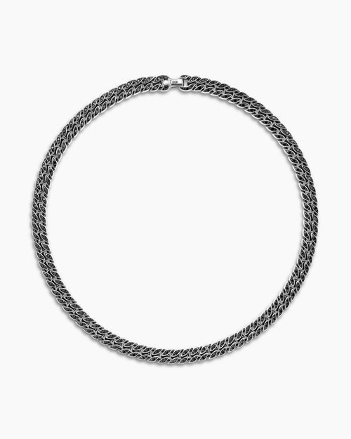 Mens Curb Chain Necklace in Sterling Silver, 11.5mm