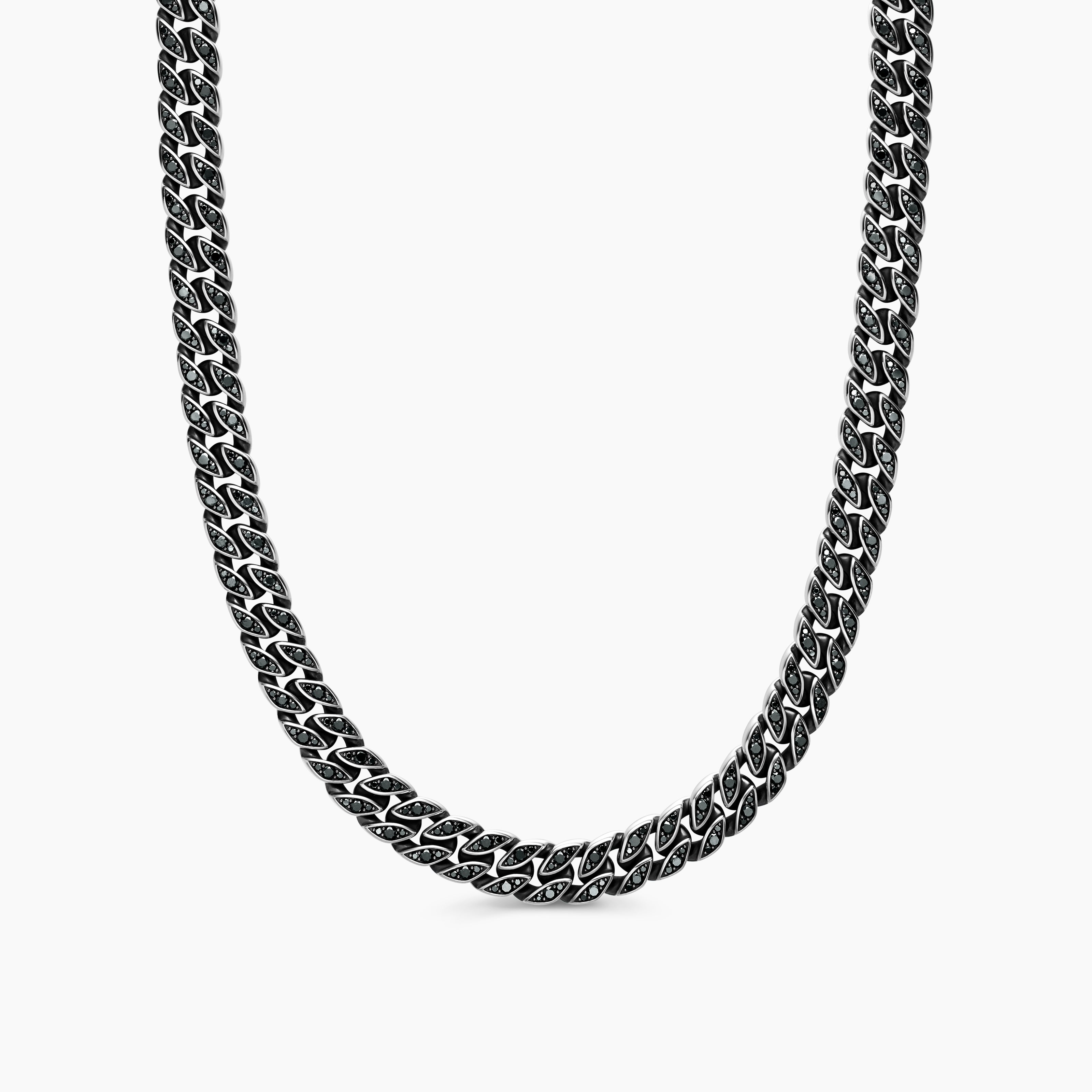 Mens Curb Chain Necklace in Sterling Silver, 11.5mm