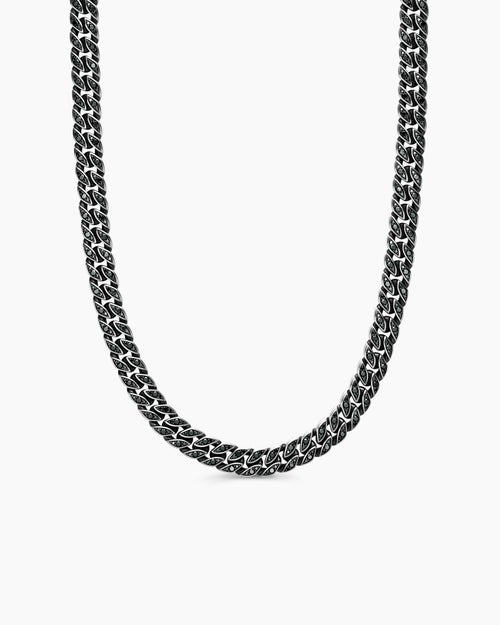 Mens Curb Chain Necklace in Sterling Silver, 11.5mm