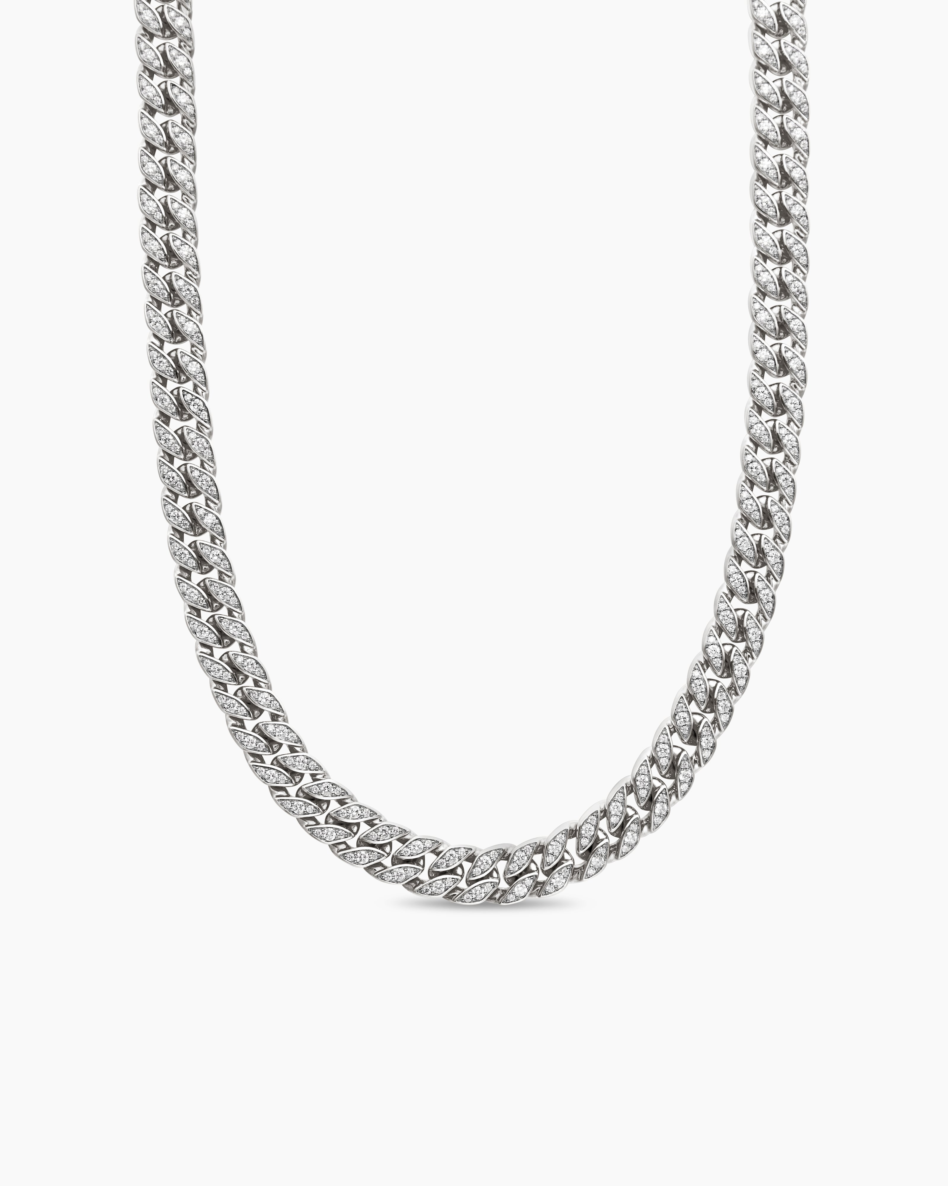 Mens Curb Chain Necklace in Sterling Silver, 11.5mm