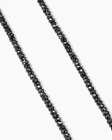 Spiritual Beads Necklace in Sterling Silver with Black Spinel, 5mm