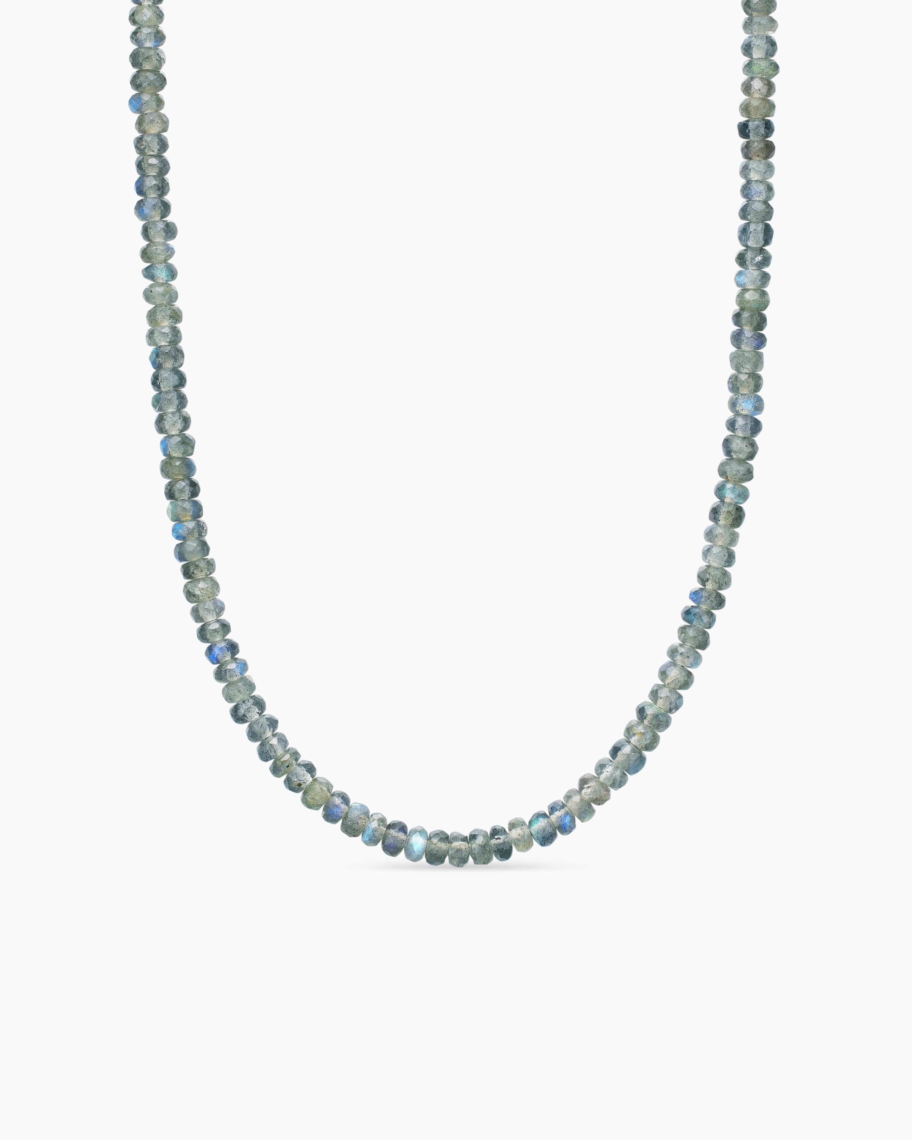 Mens Spiritual Beads Necklace in Sterling Silver, 5mm
