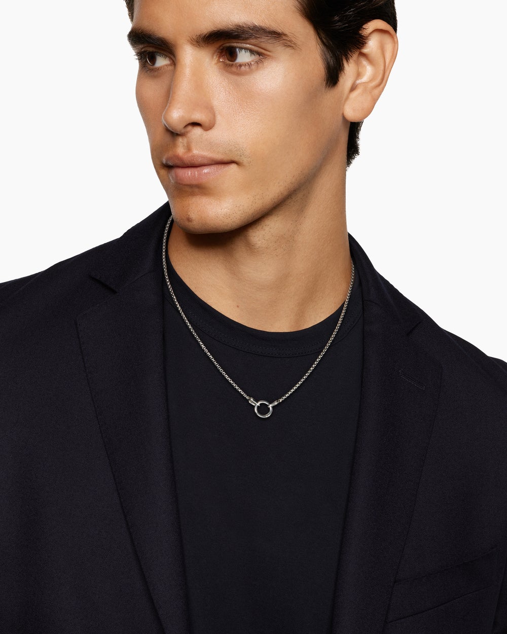 Mens Smooth Amulet Box Chain Necklace in Sterling Silver, 2.7mm