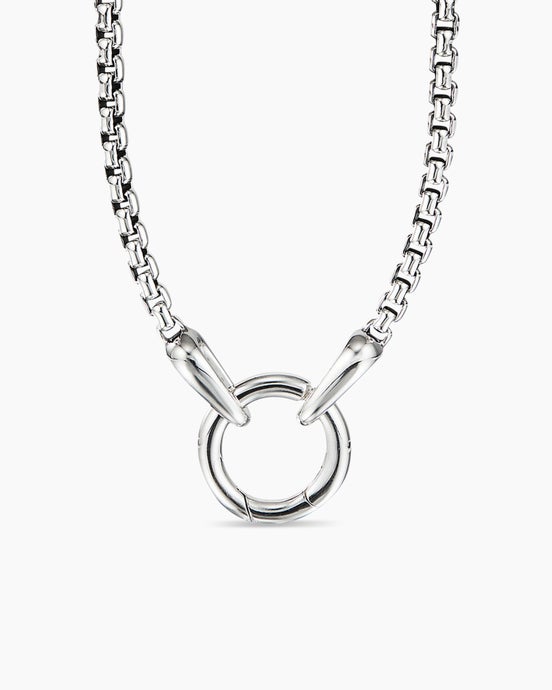 Smooth Amulet Box Chain Necklace in Sterling Silver, 2.7mm