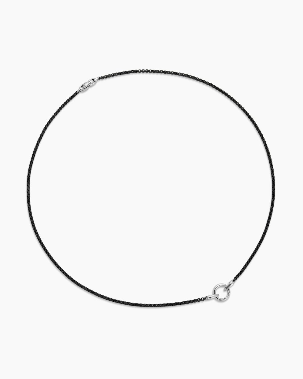Mens Smooth Amulet Box Chain Necklace in Darkened Stainless Steel, 2.7mm