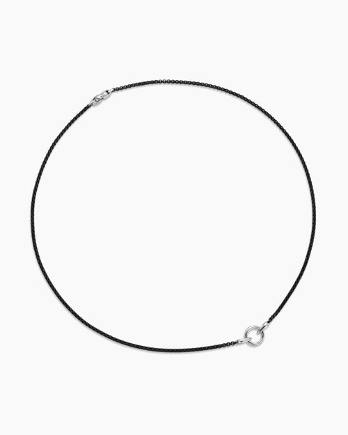 Mens Smooth Amulet Box Chain Necklace in Darkened Stainless Steel, 2.7mm