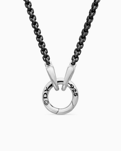 Mens Smooth Amulet Box Chain Necklace in Darkened Stainless Steel, 2.7mm