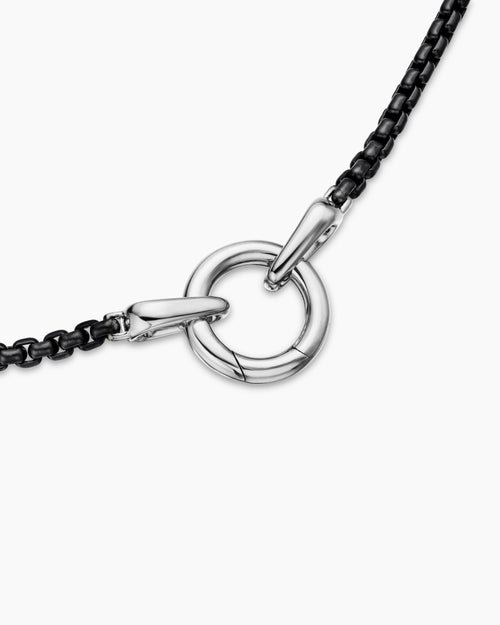 Mens Smooth Amulet Box Chain Necklace in Darkened Stainless Steel, 2.7mm