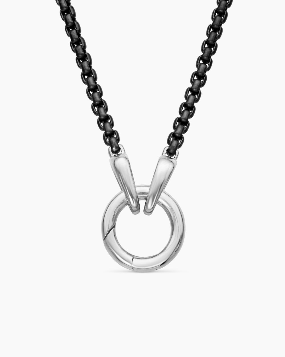 Mens Smooth Amulet Box Chain Necklace in Darkened Stainless Steel, 2.7mm