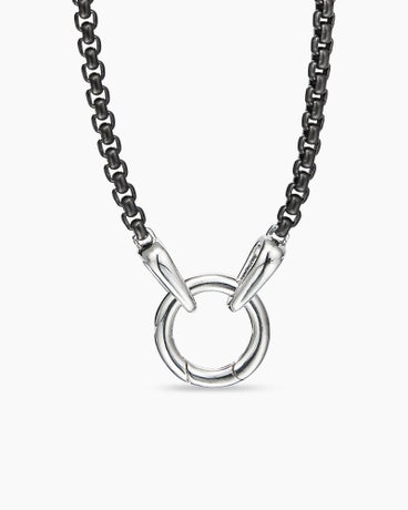 Smooth Amulet Box Chain Necklace in Darkened Stainless Steel, 2.7mm