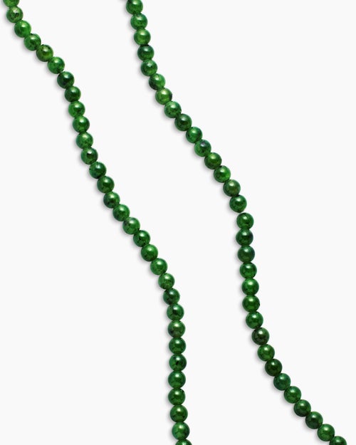 Mens Spiritual Beads Necklace with Nephrite Jade and 18K Yellow Gold, 4mm