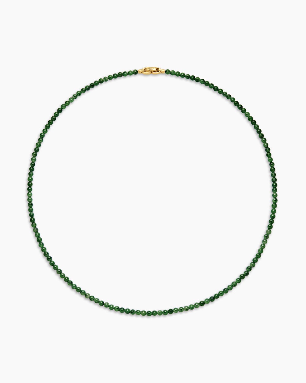 Mens Spiritual Beads Necklace with Nephrite Jade and 18ct Yellow Gold, 4mm