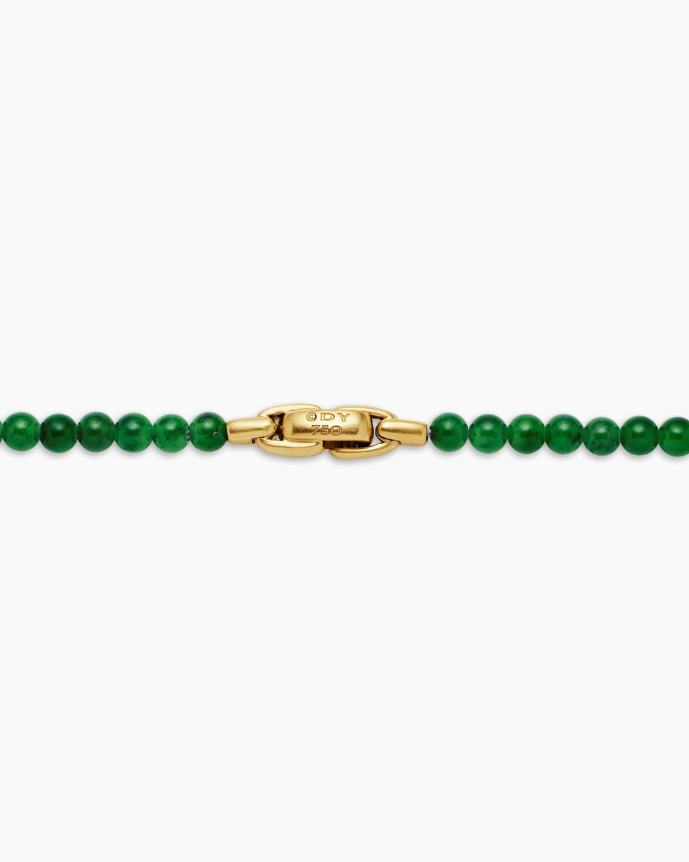Mens Spiritual Beads Necklace with Nephrite Jade and 18ct Yellow Gold, 4mm