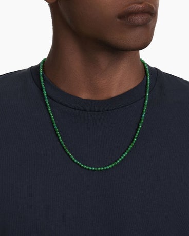 Spiritual Beads Necklace with Nephrite Jade and 18K Yellow Gold, 4mm