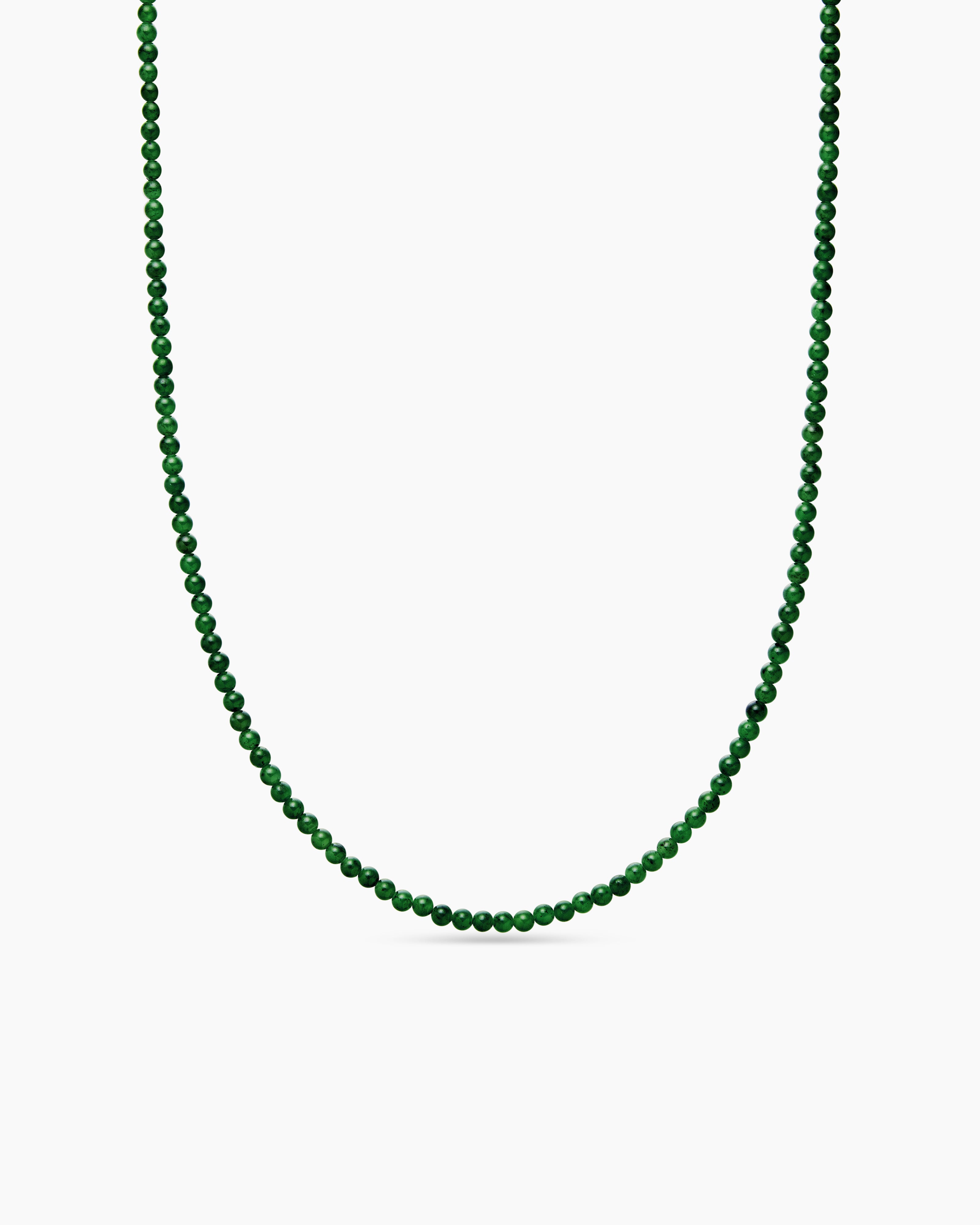 Spiritual Beads Necklace with Nephrite Jade and 18K Yellow Gold, 4mm