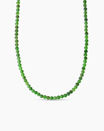 Spiritual Beads Necklace with Nephrite Jade and 18K Yellow Gold, 4mm