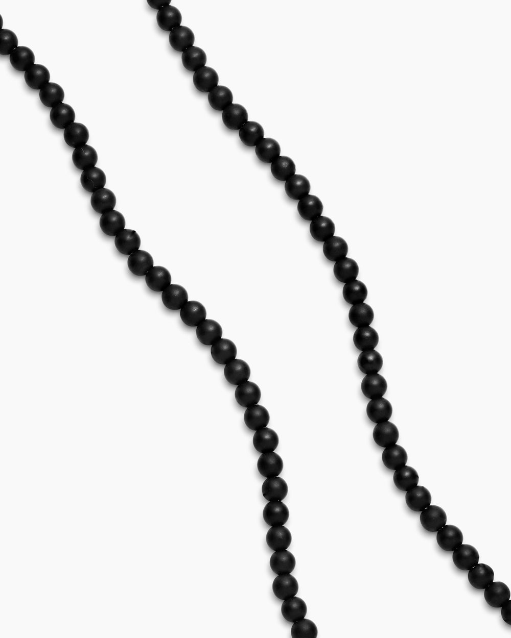 Mens Spiritual Beads Necklace with Black Onyx and Sterling Silver, 4mm