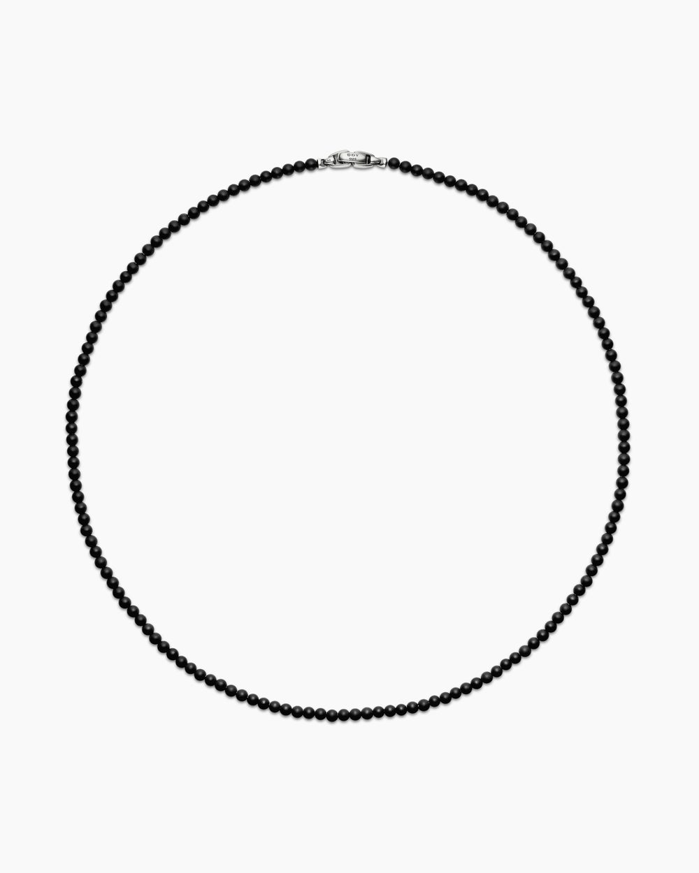 Mens Spiritual Beads Necklace with Black Onyx and Sterling Silver, 4mm