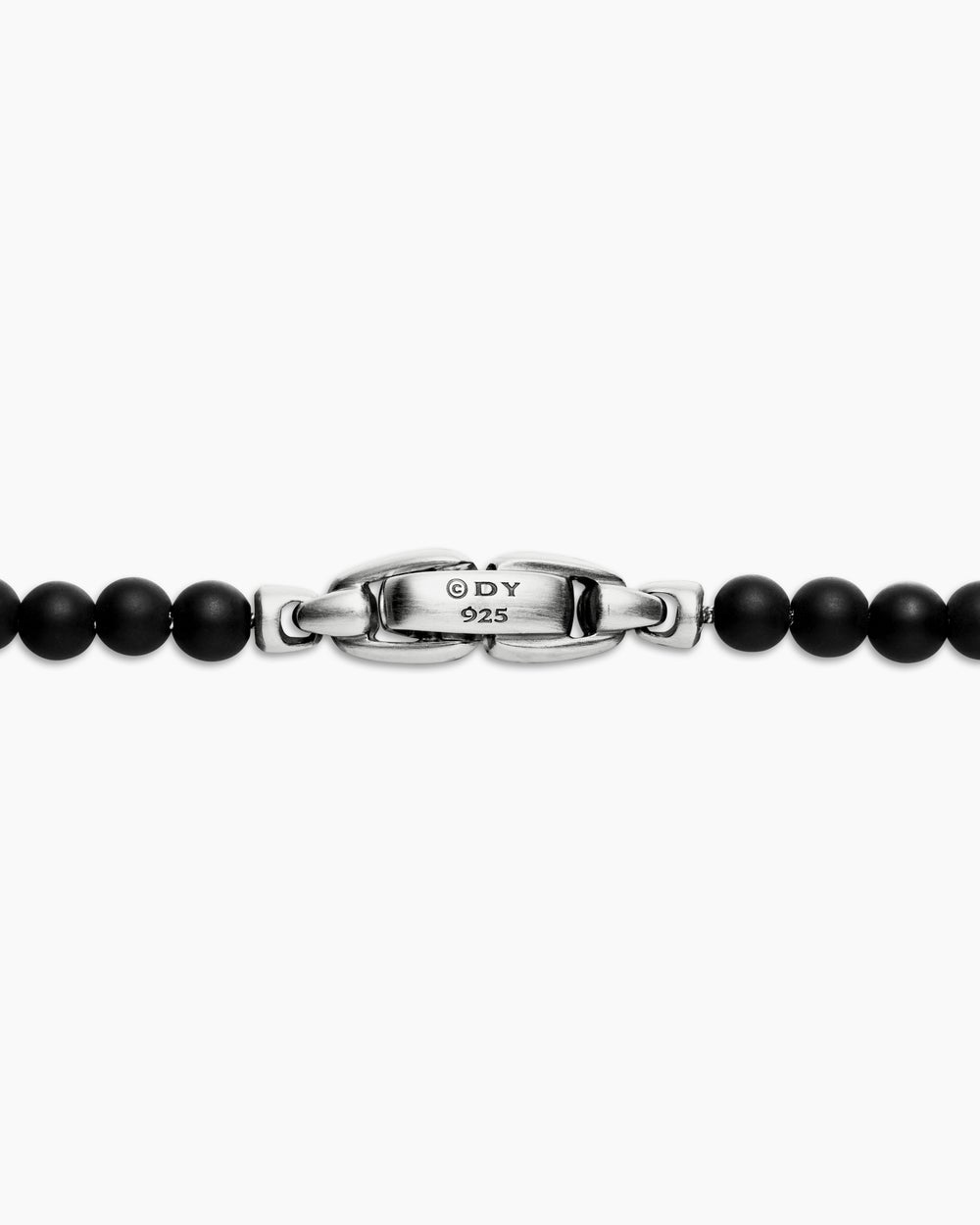 Mens Spiritual Beads Necklace with Black Onyx and Sterling Silver, 4mm