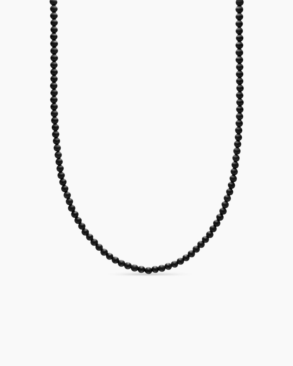 Mens Spiritual Beads Necklace with Black Onyx and Sterling Silver, 4mm