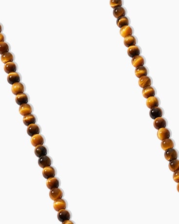 Spiritual Beads Necklace with Tiger’s Eye and Sterling Silver, 4mm