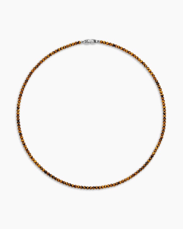 Collier Spiritual Beads avec œil-de-tigre et argent sterling, 4 mm